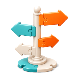 Clock and speech bubble with puzzle piece representing faster understanding of business value
