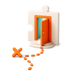 Entering an open puzzle doorway representing easier access to business opportunities