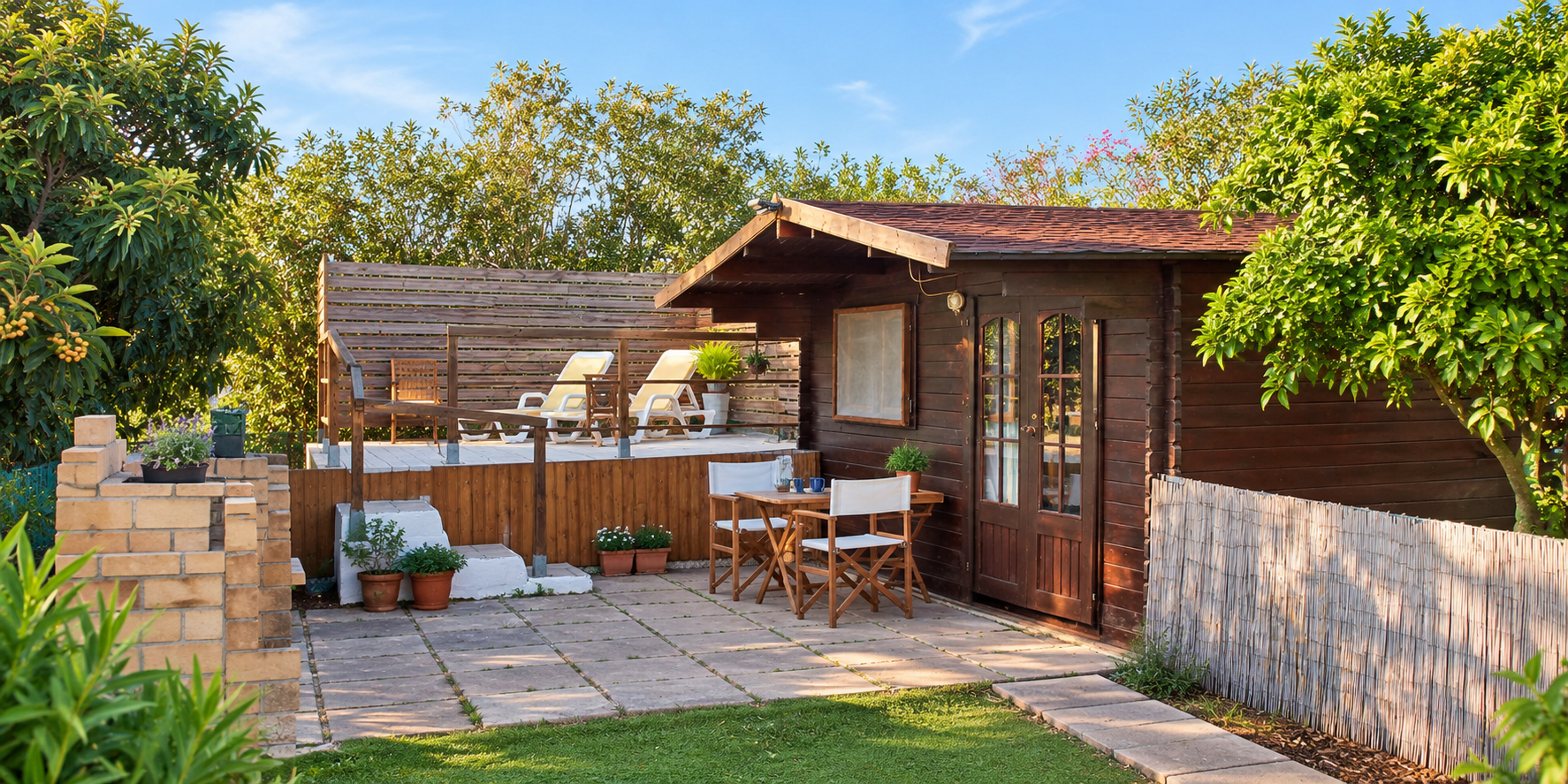 La Casita wooden cabin among fruit trees in Porches, Algarve