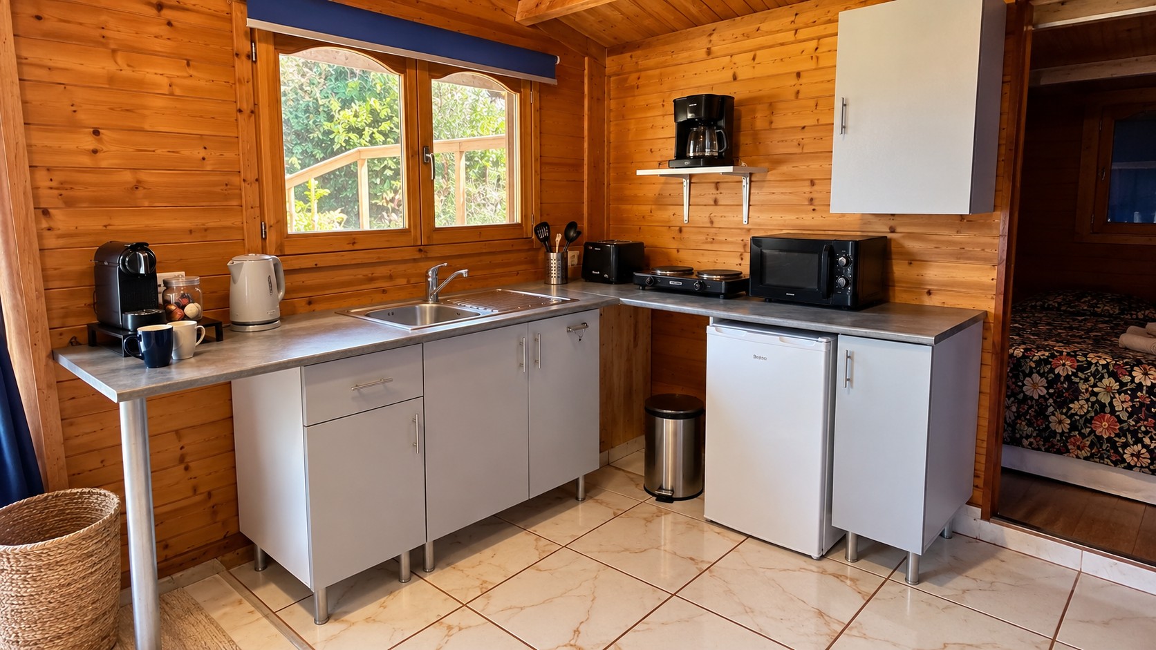 Kitchenette inside La Casita