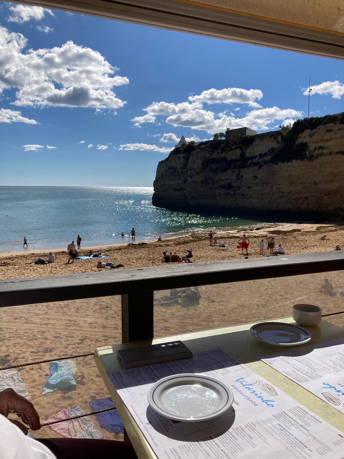 View from Vilarinhos restaurant towards the beach below Nossa Senhora da Rocha
